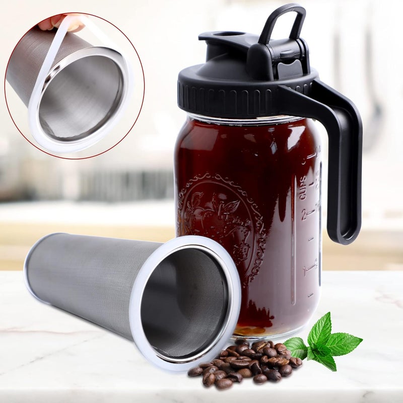 GMSWEET Cold Brew Mason Jar Coffee Maker 64 Oz Wide Mouth Mason Cold Brew Pitcher With Coffee Filter Airtight & Leak-Proof For Coffee, Iced Tea - Image 2